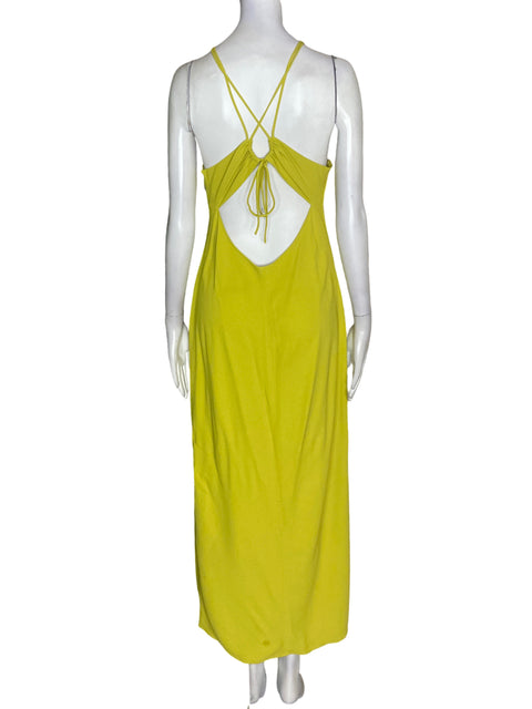 Vestido Massimo Dutti Tiras Liso Verde - Talla L