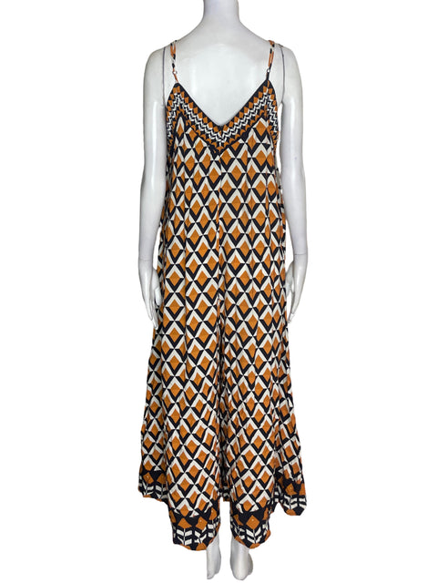 Vestido Farm Tiras Estampado Naranja - Talla XL