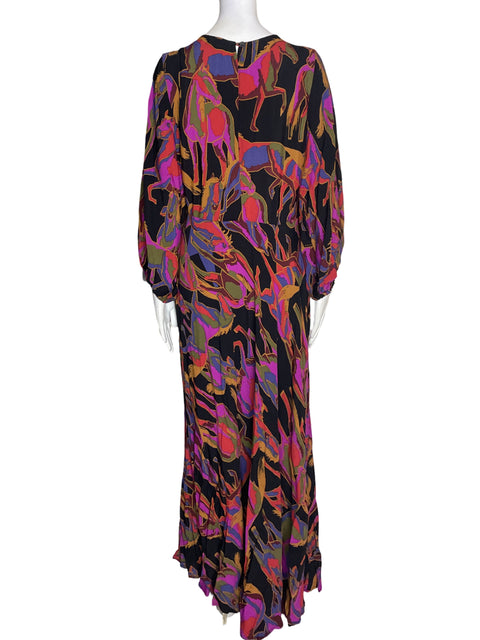 Vestido Farm de Viscosa Maxi Estampado Morado - Talla XL
