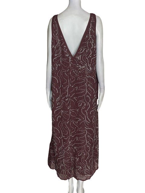 Vestido H&M edition Pedreria Sin mangas Marrón - Talla L