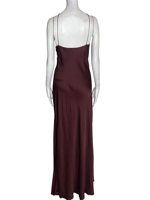 Vestido Zara de Viscosa Tiras Encaje Marrón - Talla XL