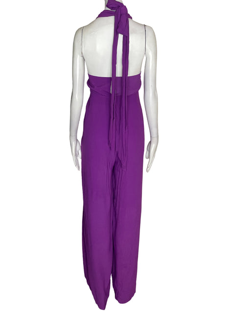 Mono Farm de Viscosa Halter Liso Morado - Talla XL
