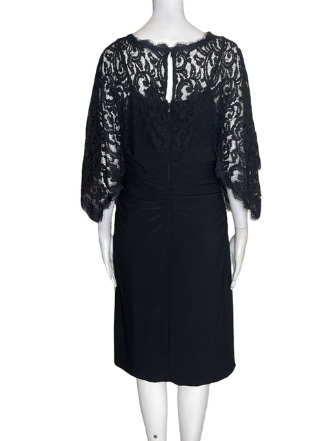 Vestido Adrianna Papell de Viscosa Encaje Midi Negro - Talla 12