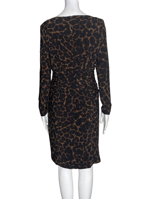 Vestido Ralph Lauren Manga larga Animal print Marrón - Talla 10
