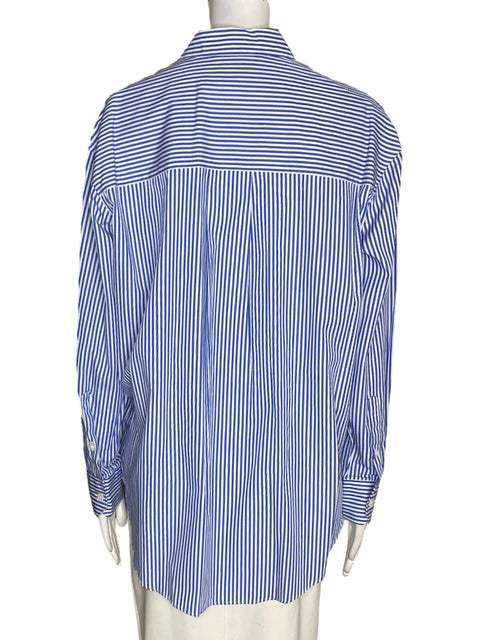 Camisa M&s collections de Algodón Rayas Manga larga Azul - Talla 14