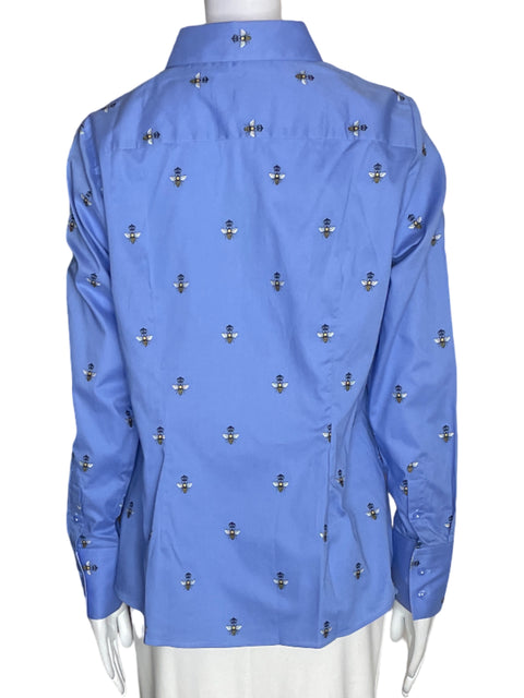 Camisa Hawes & Curtis de Algodón Estampado Abeja Azul - Talla 14
