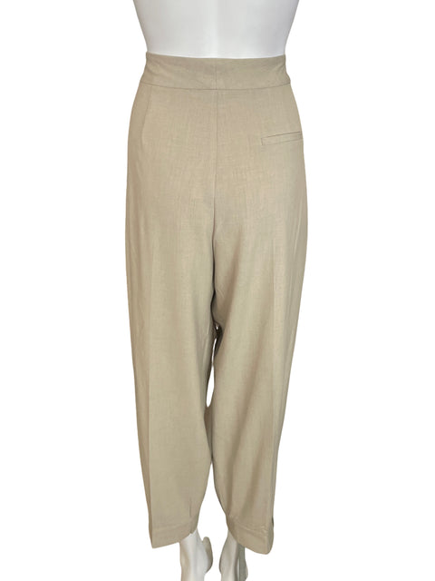 Pantalón Zara Liso Plisado Beige - Talla L