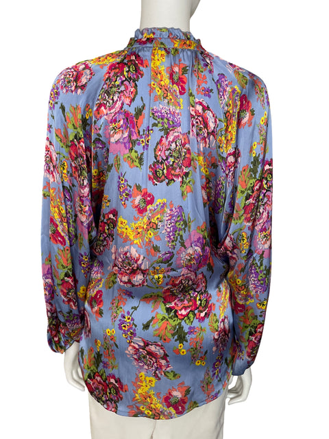 Blusa Azelhazel Estampado Cuello v Azul - Talla XL