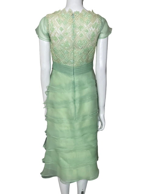 Vestido De Fiesta Two by Rosa Clará Midi Vuelos Verde - Talla 10