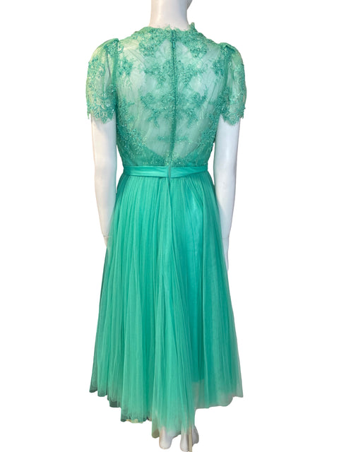 Vestido De Fiesta Aire Barcelona Midi Plisado Verde - Talla M