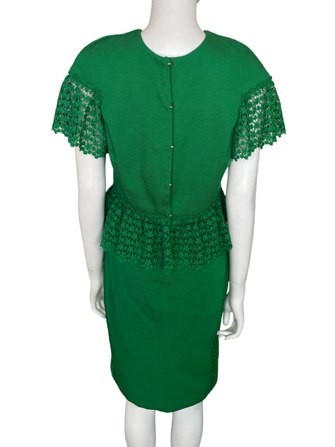 Conjunto Carolina Herrera Encaje Texturizado Verde - Talla 8