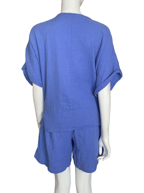 Conjunto Lcm Classic Studio de Algodón Manga corta Texturizado Azul - Talla 46