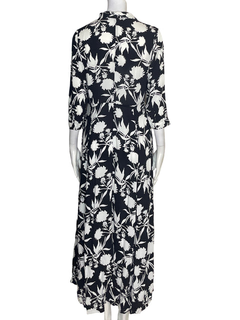 Vestido Zara Maxi Estampado Negro - Talla S
