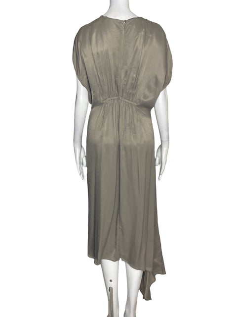 Vestido Mng de Viscosa Asimétrico Liso Verde - Talla M