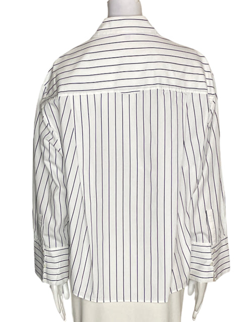 Blusa Massimo Dutti de Algodón Rayas Manga larga Blanco - Talla L
