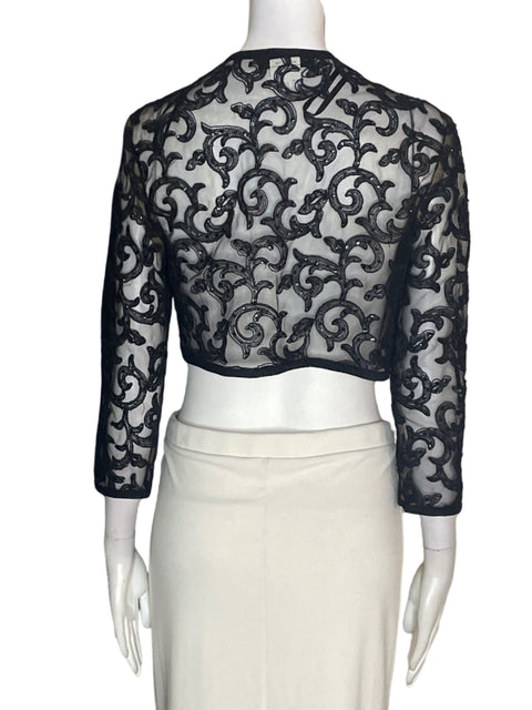 Cardigan Tadashi Shoji Transparente Prederia Negro - Talla 10