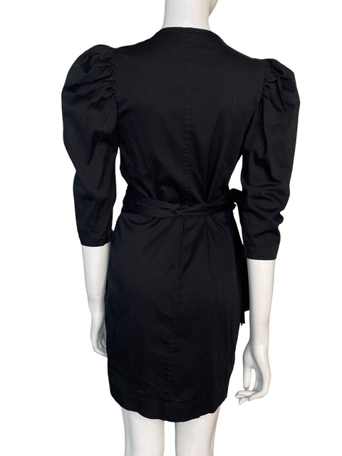 Vestido Renata Lozano Mangas abullonadas Escote v Negro - Talla S