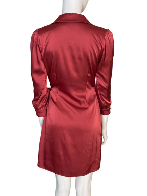 Vestido Greylin Satinado Manga larga Rojo - Talla S