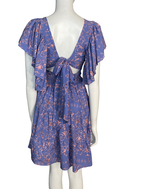 Vestido Duo Mar Estampado Mini Rosado - Talla S