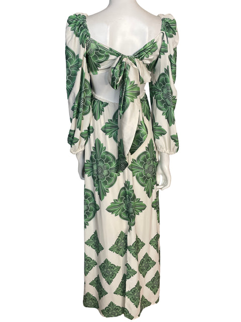 Vestido Leonor Rincon Estampado Geométrico Verde - Talla 4