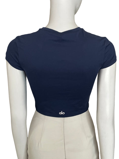 Top Alo Cuello redondo Manga corta Azul - Talla S