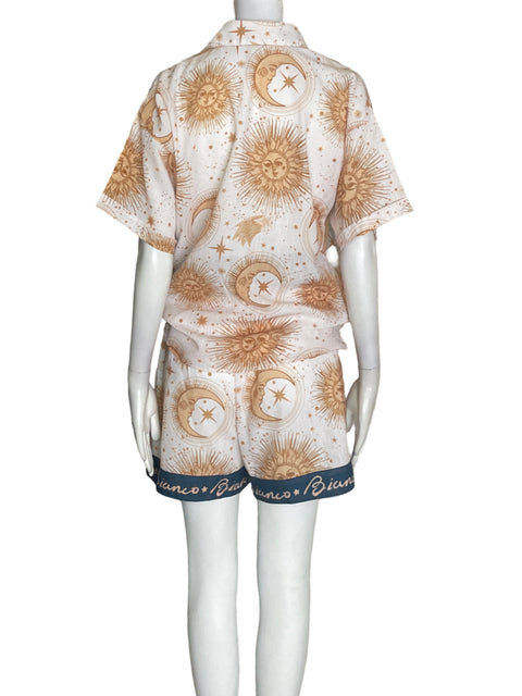 Conjunto Bianco Estampado Short/camisa Marrón - Talla XS