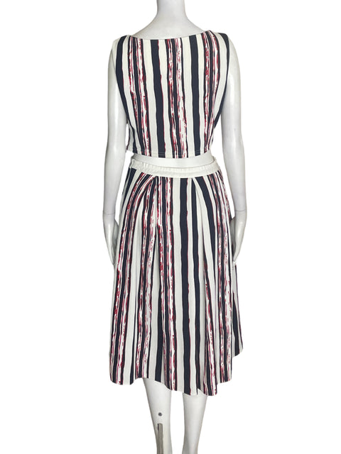 Conjunto La patean Falda/blusa Rayas Azul - Talla 42