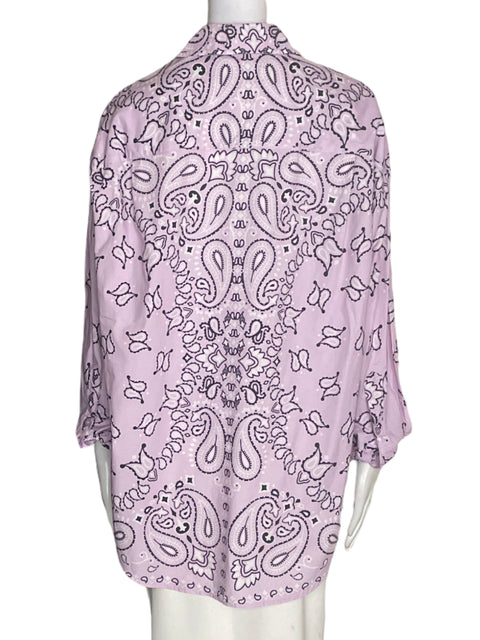 Camisa Essentiel antwerp de Algodón Estampado Botones Morado - Talla XS