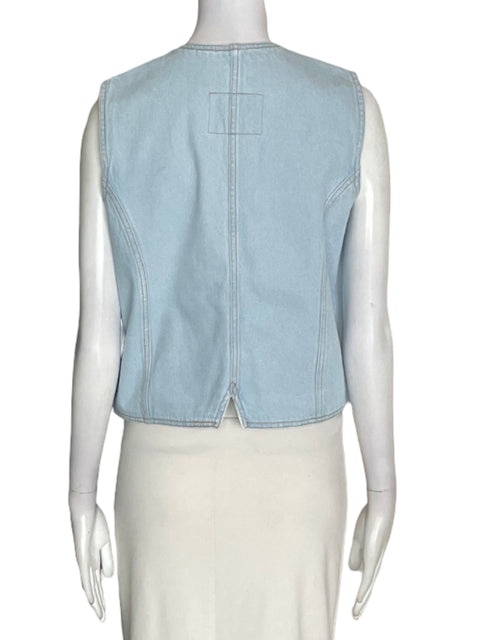 Chaleco Lae denim de Algodón Sin mangas Cuello v Azul - Talla U