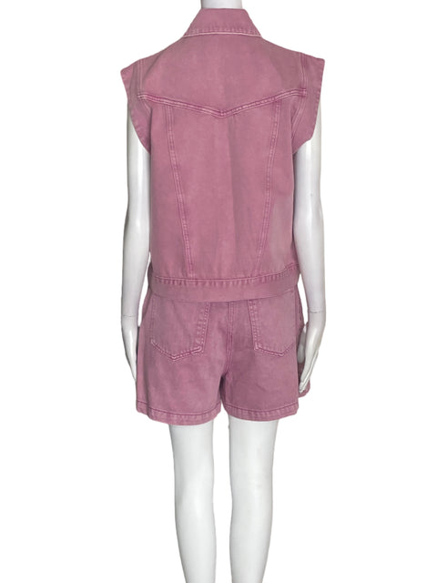 Conjunto Suncoo de Algodón Short/chaleco Botones Rosado - Talla 0