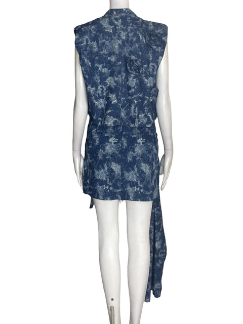 Conjunto San malo Falda/chaleco Apliques Azul - Talla S