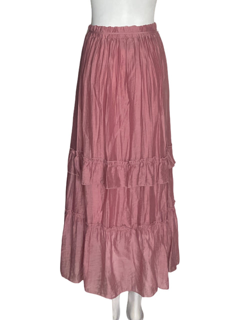 Falda Zara Ruchas Vuelos Rosado - Talla XS