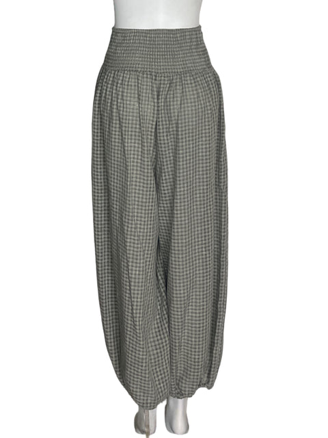 Pantalón Zara Elastico Cuadros Verde - Talla S