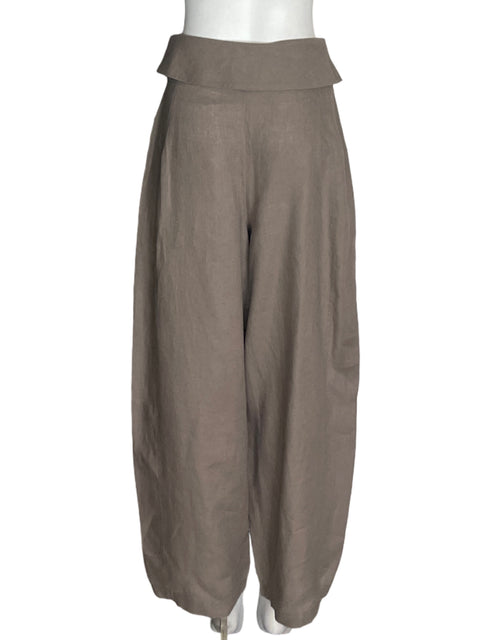 Pantalón Oysho de Lino Balloon Liso Gris - Talla XS