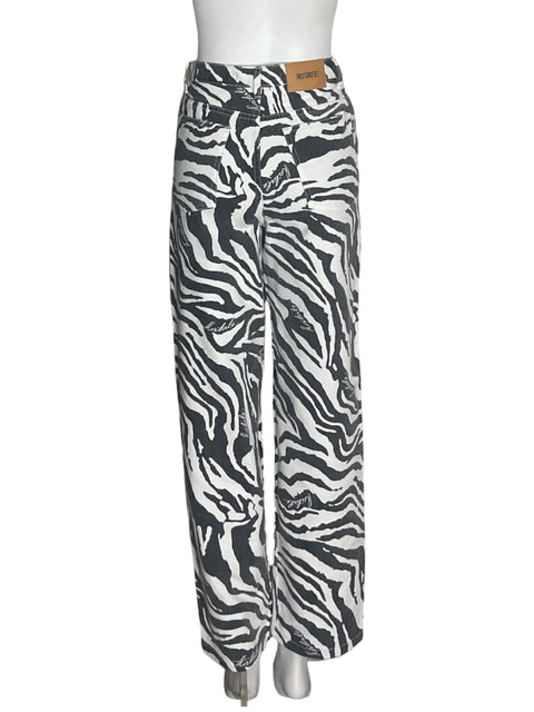 Pantalón Rotate de Algodón Animal print Recto Negro - Talla 27