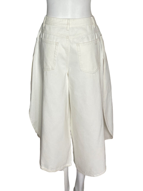 Pantalón Sea de Algodón Capri Plisado Blanco - Talla 2