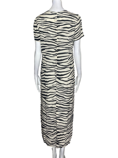 Vestido Zara Animal print Maxi Blanco - Talla S