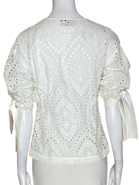 Blusa Petra Troquelado Amarrado en mangas Blanco - Talla S