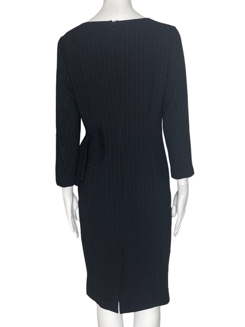 Vestido Karen Millen Midi Rayas Manga larga Negro - Talla 12