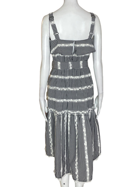 Vestido Adelyn Rae Ruchas Cuadros Blanco - Talla XS