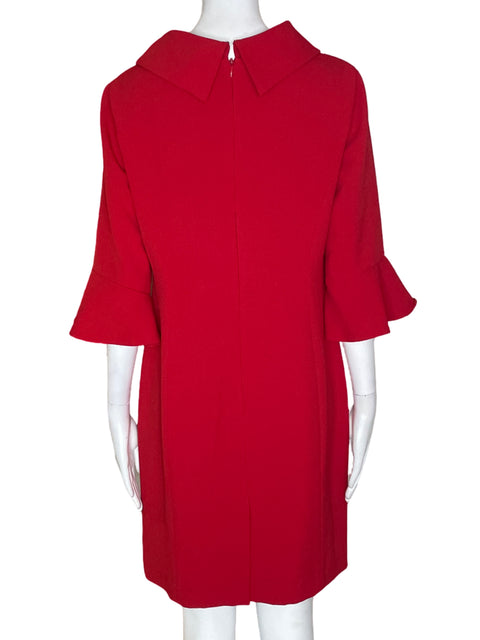 Vestido Tahari Cuello redondo Manga corta Rojo - Talla M