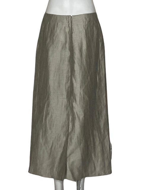 Falda Massimo Dutti Midi Liso Beige - Talla M