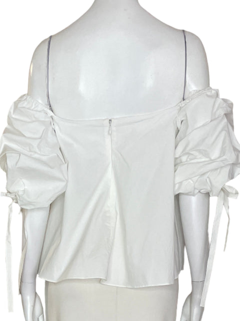 Blusa Guess Abullonado Liso Blanco - Talla S