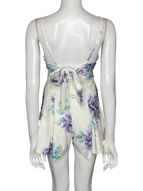 Romper Trac Floral Pinzas Morado - Talla L