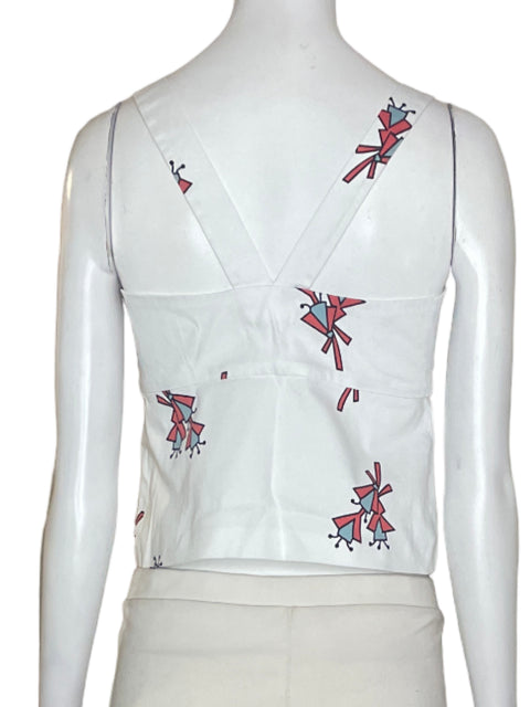 Blusa Zara Estampado Sin mangas Blanco - Talla M
