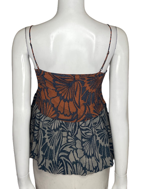 Top Bcbg Maxazria Floral Sin mangas Azul - Talla M