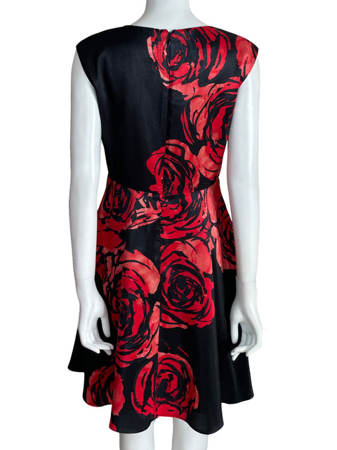 Vestido Donna Morgan Midi Floral Sin mangas Negro - Talla 10
