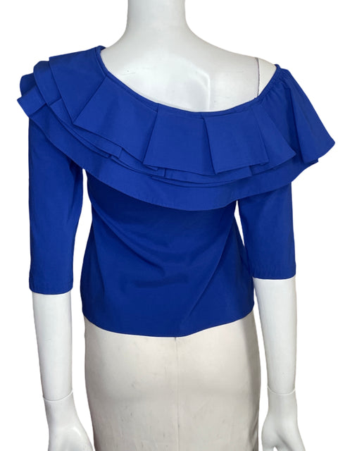 Blusa Maral Asimétrica Vuelos Azul - Talla S