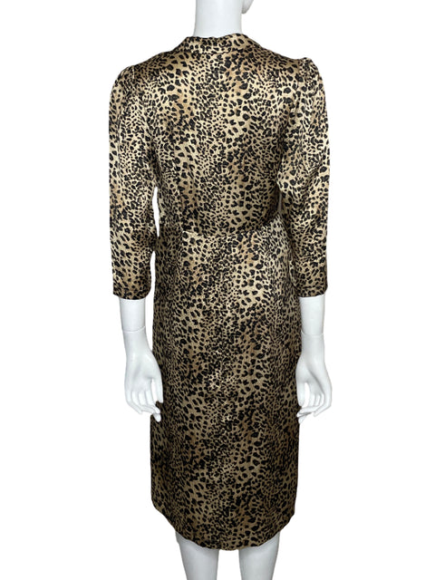 Vestido Rebecca Taylor Camisero Animal print Beige - Talla 4