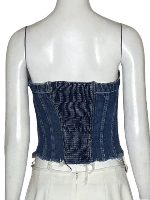 Blusa Zara Denim Strapless Azul - Talla M
